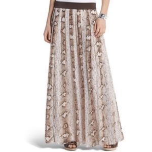 WHITE HOUSE BLACK MARKET Brown & Tan Snake Maxi Skirt | Size 8